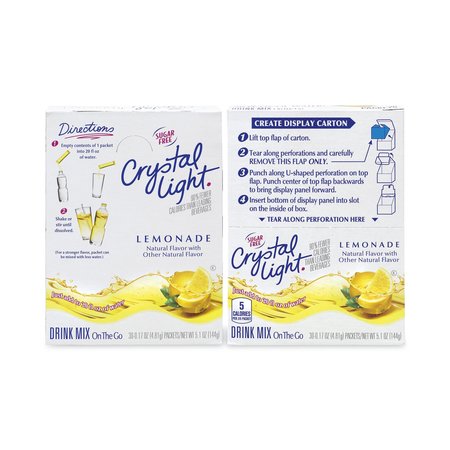 CRYSTAL LIGHT OnTheGo SugarFree Drink Mix, Lemonade, 017 oz SingleServing Tubes, 30 Tubes, PK2, 2PK 30700153